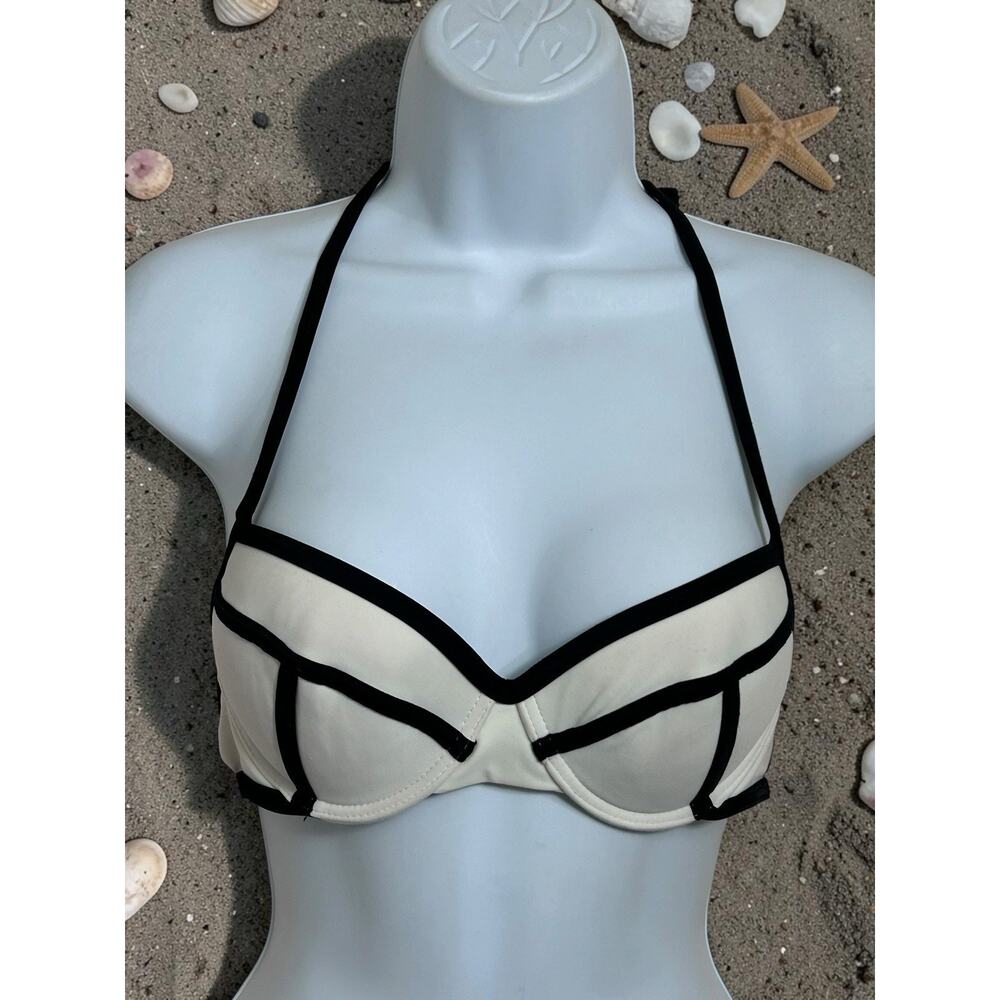 Xhilaration Bikini Top Sz Small Black White Underwire Padded Swimwear - Picture 4 of 6